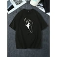 thumbnail image 3 of Men Loose-Fitting Ghost Face Graphic Short Sleeve T-Shirt, For Going Out, For Friends, 3 of 7