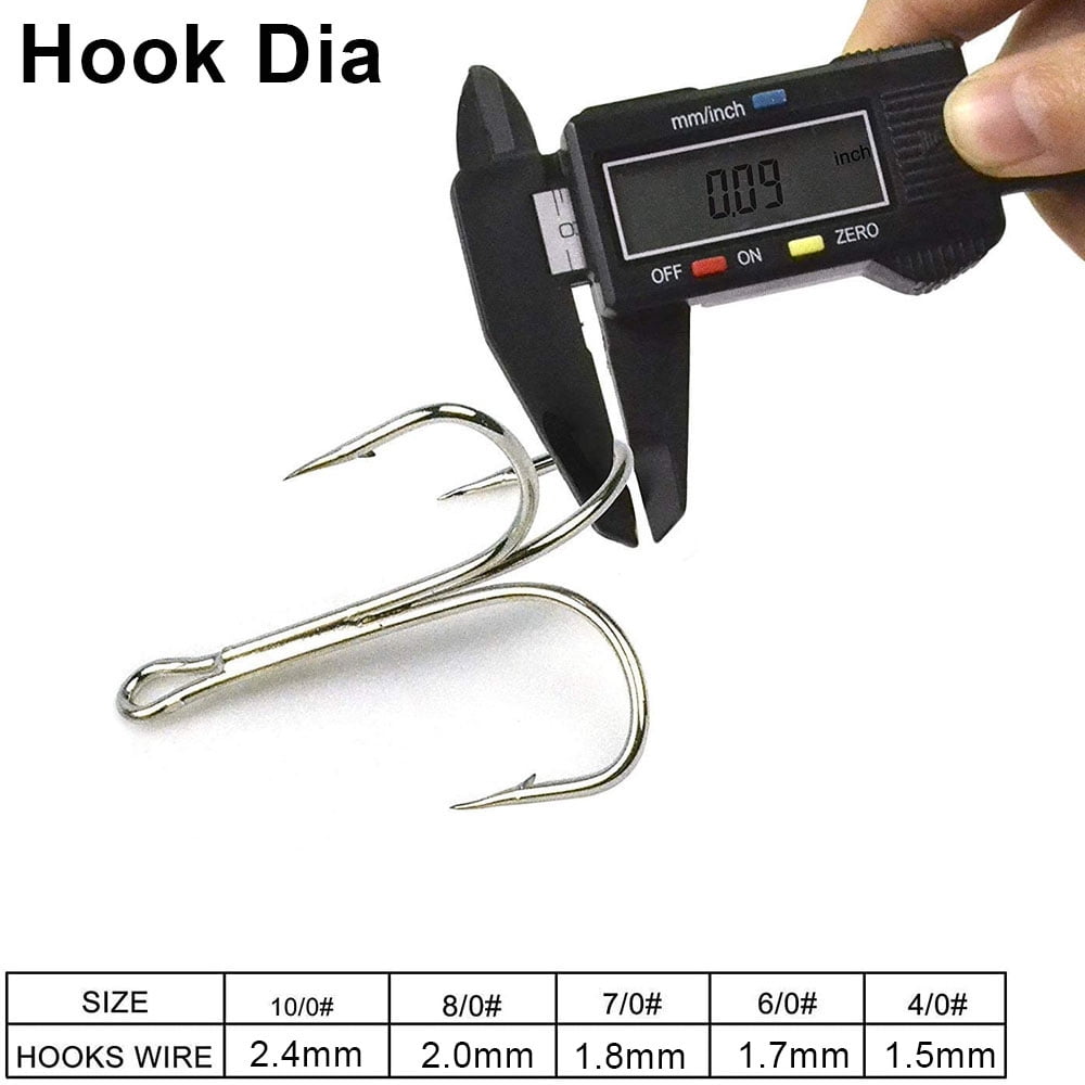 Big Treble Fishing Hook, High Carbon Steel, Shark Triple Anchor Fishhooks, Saltwater Barbed Hook, Strong 4/0-10/0, 50Pcs