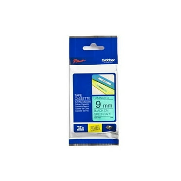 Brother TZe-721 Pea-Touch Laminating Tape, Width 0.4 inches (9 mm) (Black Letter/Green)