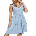 thumbnail image 1 of EIMELI Robe en Coton Lin à Lacets Couleur Unie Sans Manches Col en V, 1 of 6