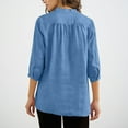 thumbnail image 6 of cocolona Linen Shirts for Women Summer V Neck 3/4 Sleeve Tops Fashion Solid Color Casual Loose Blouses, 6 of 6