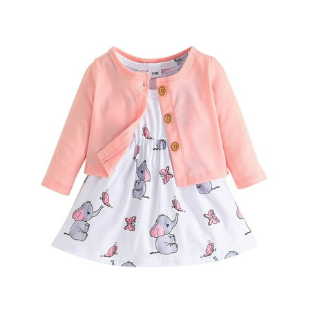 

Outfits for Girls Kids Toddler Girls Long Sleeve Elephant Print Tops Vest Dress Two Piece Casual Suit Outfits Floral Swaddling Blanket
