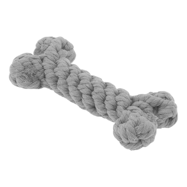 Hueso de masticación en forma de perro Unique Bargains, cuerda de algodón trenzada duradera para limpiar los dientes, color gris
