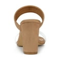 thumbnail image 2 of BLISSFUL STEP Women's Dual Clear Strap Block Heels Slides Sandals Nude (Size 7), 2 of 6