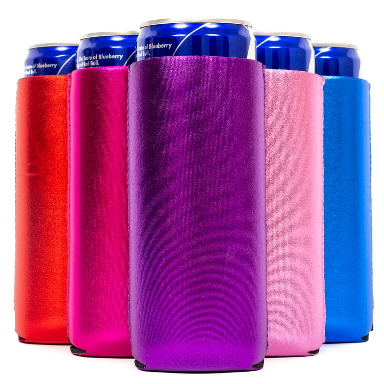 Slim Can Cooler Sleeves, Premium 4mm Skinny Can Coolers Neoprene Purple 