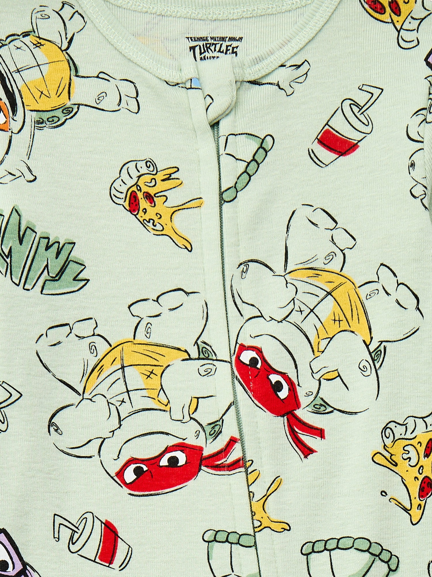 Teenage Mutant Ninja Turtles Baby Boys or Girls Two-Way Zip Front Footed Pajama One-Piece, Sizes 0-6/9M