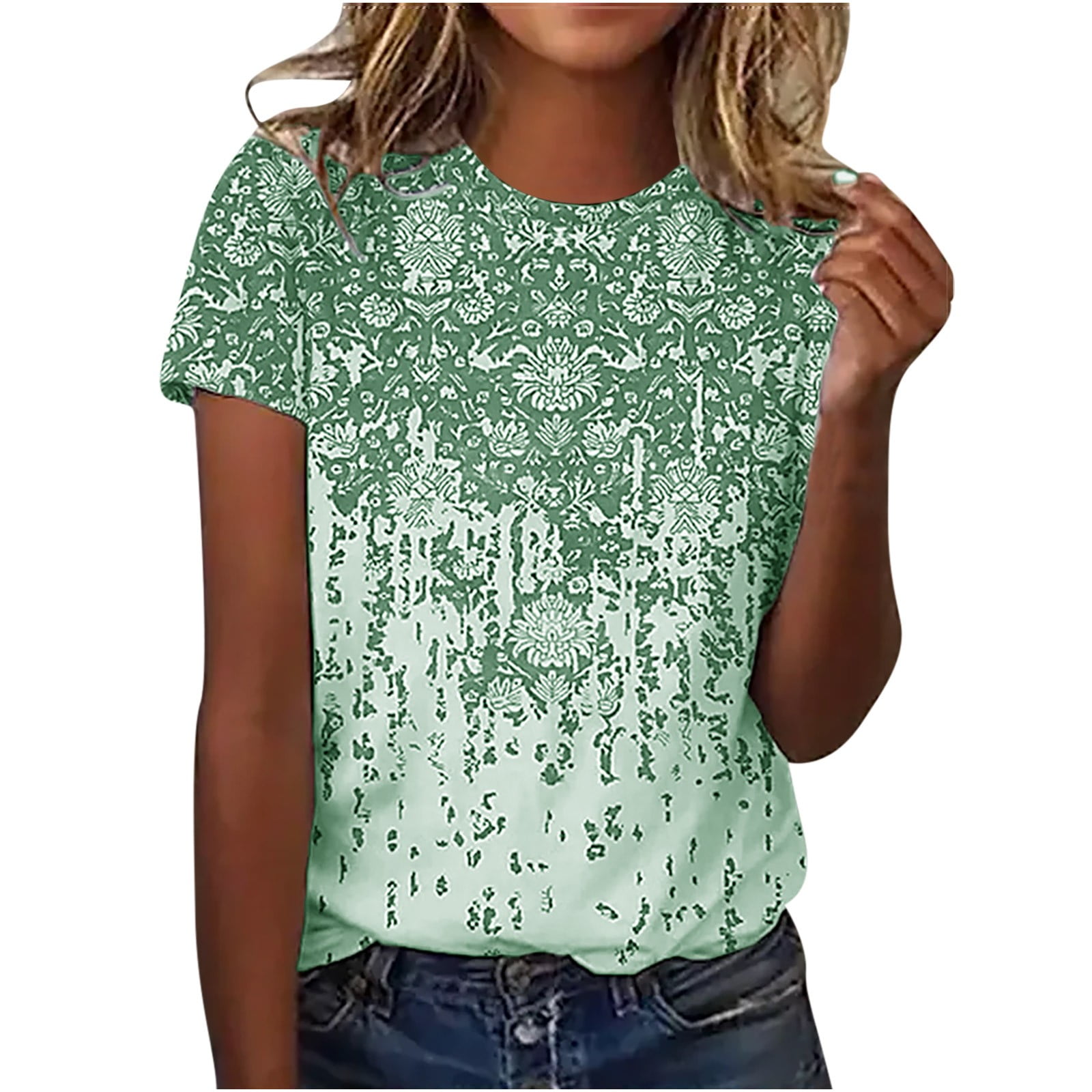 Patlollav Womens T-Shirt Clearance Short Sleeve Blouse Print Tops ...