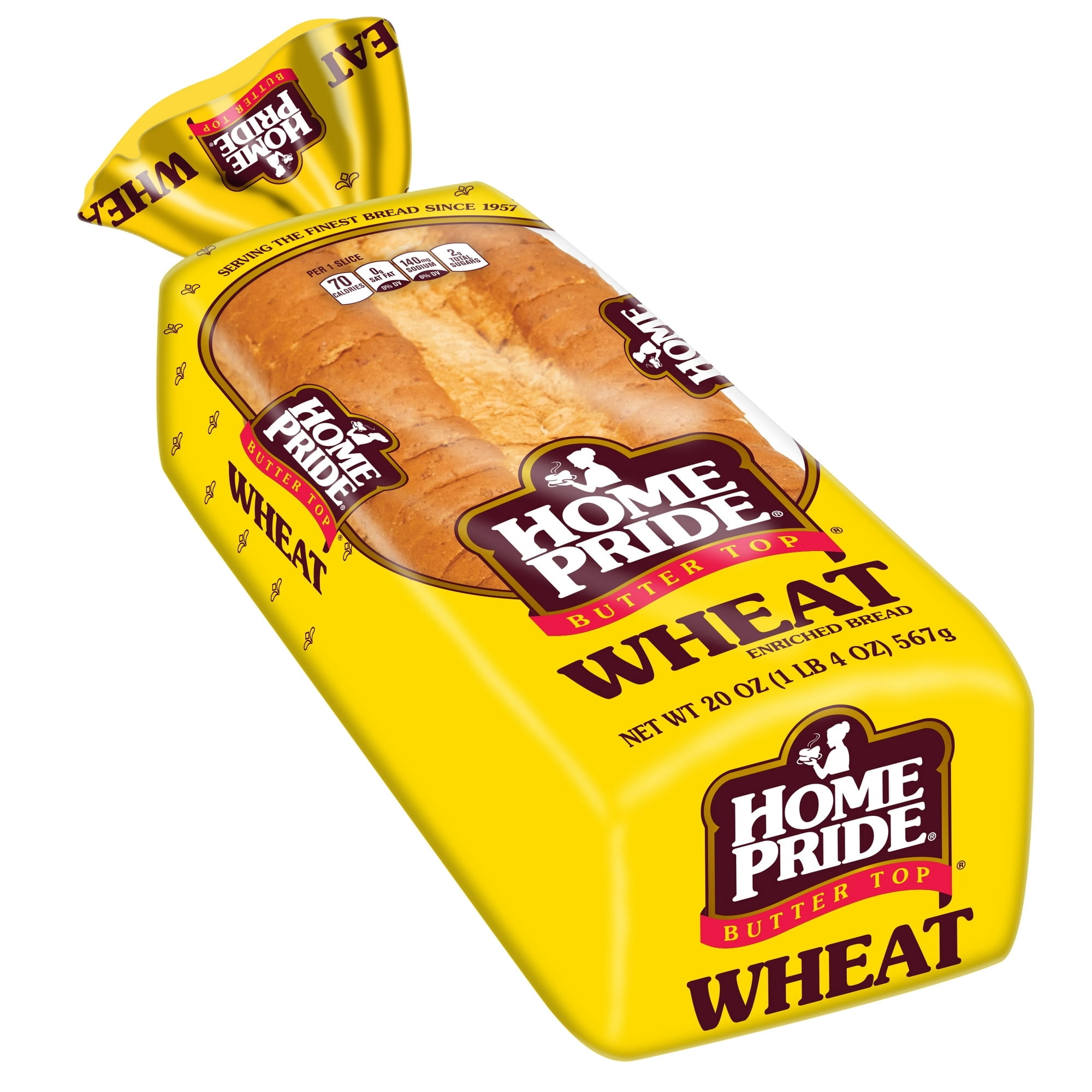 Home Pride Butter Top Enriched Wheat Bread, Sliced Sandwich Bread, 20 oz, Shelf-Stable (Pack of 2)