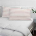 thumbnail image 4 of Pink Striped King Size Pillow Cover, Pillowcase Protectors with Zipper, Breathable Decorative Throw Pillow Case Cover, Rustic Pink Stripe Modern Art Beige Pillow Shams for Couch Sofa 20x36Inch, 4 of 8
