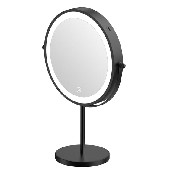 8 in.W x 8 in.H Round LED Lighted 1X/10X Magnifying Mirror Tabletop Bathroom Makeup Mirror in Chrome,Battery/USB Powered
