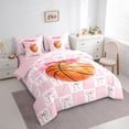 thumbnail image 2 of Erosebridal Sport Basketball Print Twin Bedding Sets 7-Piece for Girls,Kawaii Plaid Bowknot Bedding Comforter Set for Kids Teens,Pink Reversible,Luxury Bedroom Decor, 2 of 6