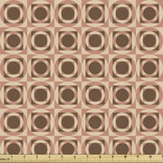 Geometric Fabric by the Yard, Vintage Classic Concentric Squares and Circles Abstract Architecture, Decorative Upholstery Fabric for Chairs & Home Accents, Blush Amber and Beige by Ambesonne