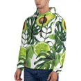 thumbnail image 3 of Wukai Watercolor Green Tropical Print Men Hoodies Fleece Sweatshirts Long Sleeve Sweaters Pullover Fall Outfits Winter Clothes-Medium, 3 of 7