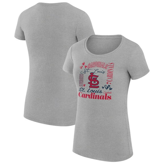 Women's G-III 4Her by Carl Banks Heather Gray St. Louis Cardinals Super-Slim Fit Lightweight Collage Team Graphic Crew