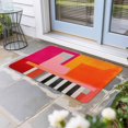 thumbnail image 2 of Pink Orange Doormat Outdoor Entrance 18"x30", Geometric Modern Abstract Oil Painting Absorb Moisture Dirt Door Mats, Non-Slip Rubber Backing Floor Mats Indoor, Low-Profile Front Door Rugs, 2 of 9