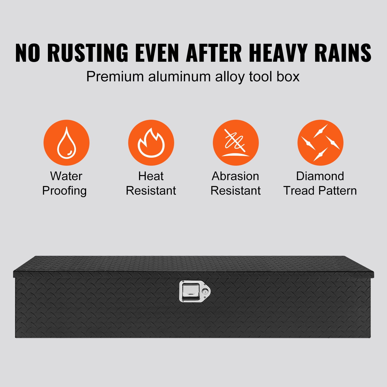 VEVOR 48"x15"x15" Heavy Duty Aluminum Bar Tread Tool Box for Pick Up Truck Bed