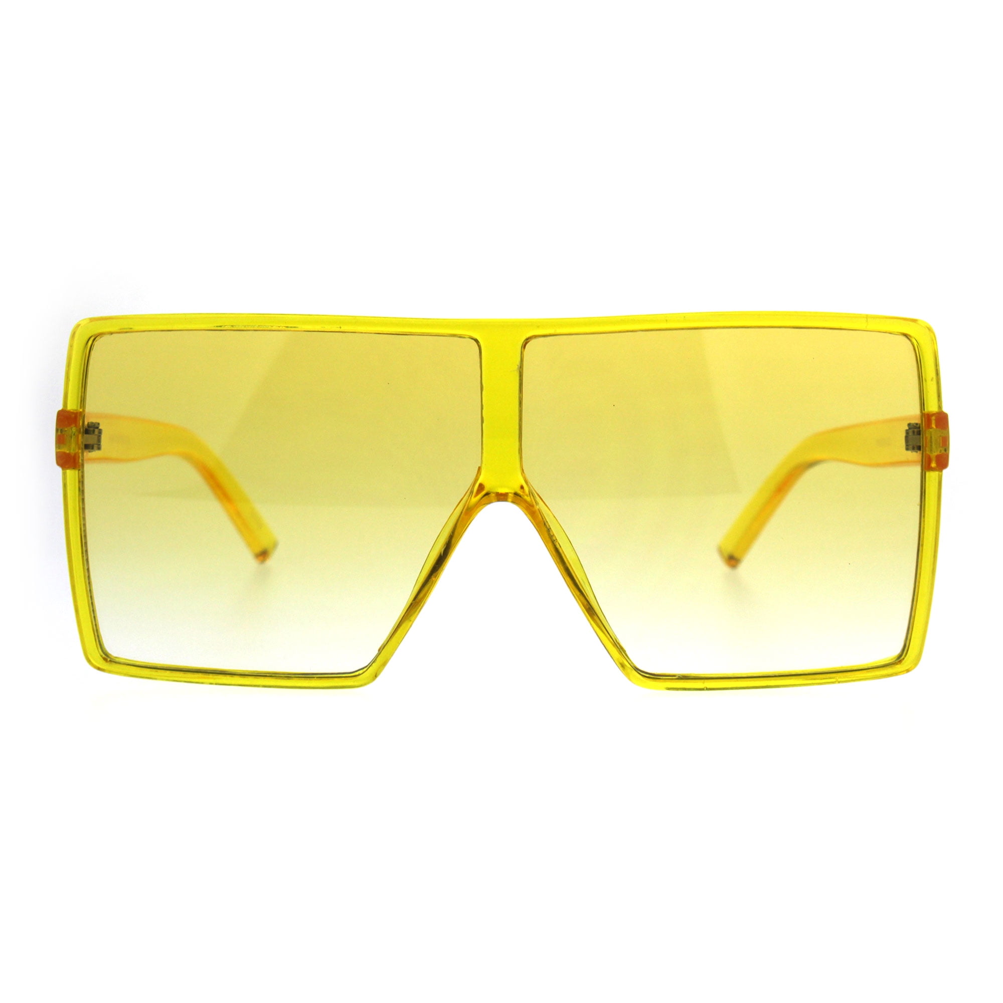 Womens Oversize Mobster Pop Color Rectangular Plastic Sunglasses Yellow ...