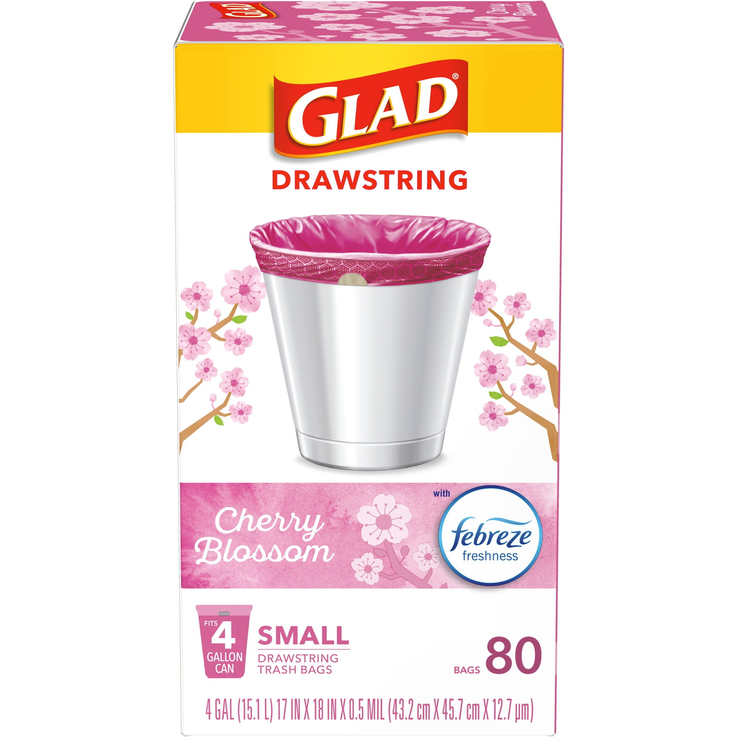 Glad OdorShield Small Drawstring Trash Bags, 4 Gallon Trash Bag
