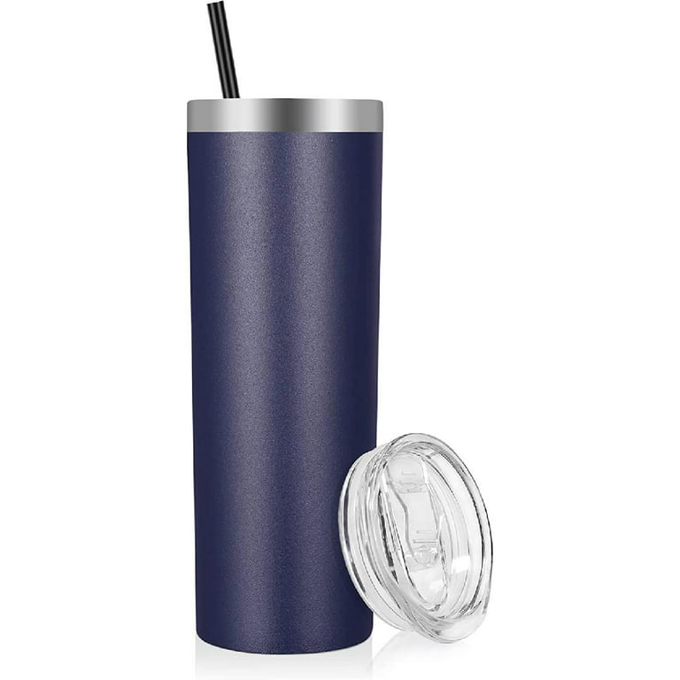 Stainless Steel Skinny Tumbler ,Reusable Vacuum Insulated Water Cup, Double  Wall Travel Tumbler Cup with Straw for Coffee, Tea, Beverages 