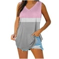 thumbnail image 2 of Tawop Women Shirts Womens Tee Shirts Loose Summer V Neck Sleeveless Tank Flowy Sling Pink S(Us:4), 2 of 7