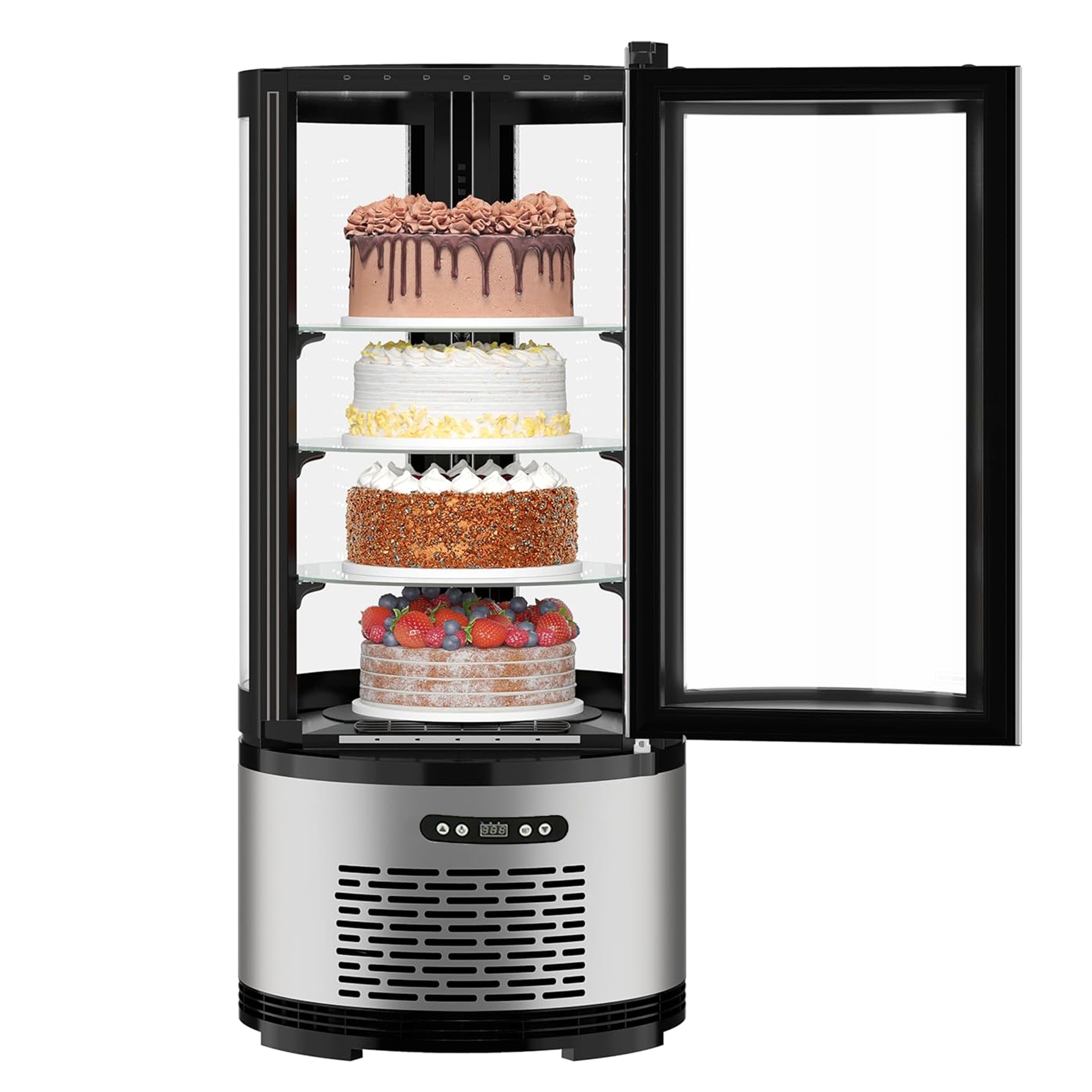3.5 Cu.Ft. Commercial Circular Countertop Refrigerated Bakery Display, Curved Glass Refrigerated Display Showcase, NSF Certified