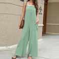 thumbnail image 2 of QATAINLAV Jumpsuits for Women Lightweight Cotton Linen Rompers Summer Dressy Sleeveless Wide Leg Overalls Solid Casual One Piece Jumper Pants with Pockets Mint Green S 90 off Clearance Sale, 2 of 9