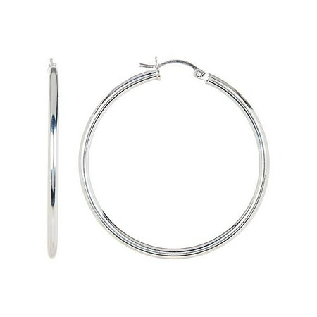 Pori Jewelers Sterling Silver 45mm Antitarnished Plain High Polished Hoop Earrings