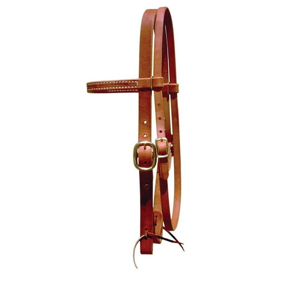 NRS Tack 1in. Oiled Straight Browband Headstall with Throat Latch