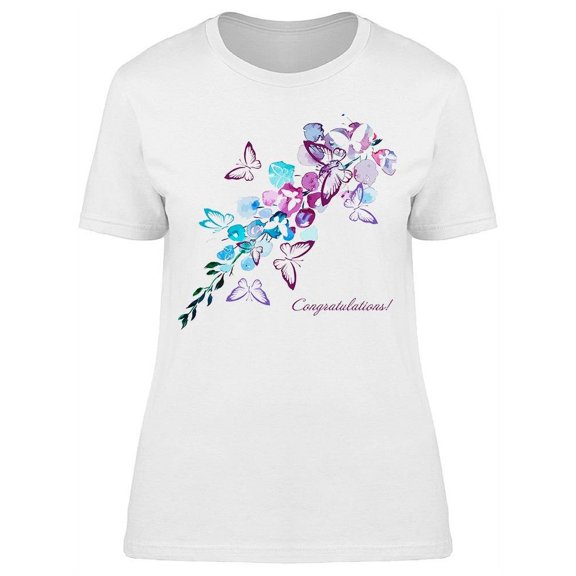 Multicolor Branches Butterflies T-Shirt Women -Image by Shutterstock, Female Small