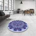 thumbnail image 4 of Ahgly Company Machine Washable Indoor Round Transitional Deep Periwinkle Purple Area Rugs, 8' Round, 4 of 7