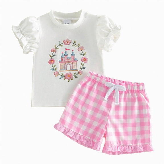 KPOPLK Baby Girl Clothes Newborn Infant Embroidery Dresses Summer Outfit 0 3 6 9 12 18 24 Months Shorts Set(2-3 Years,White)