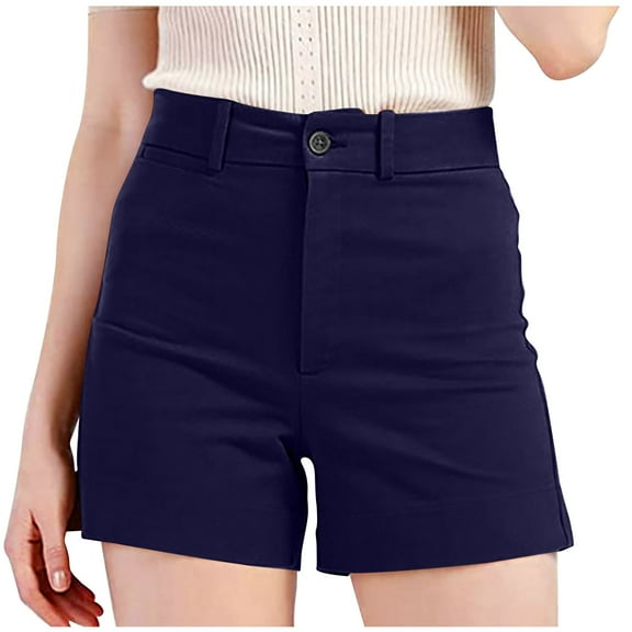 IROINNID Clearance Chino Shorts for Women Stretch Twill Plus Size Thin Waist Pull On Regular Fit Hiking Shorts Summer With Pockets,Navy