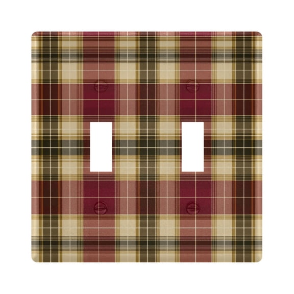 Red and Yellow Gingham Plaids Light Switch Cover Electrical Outlet Cover Replaceable Wall Plates 2-Gang