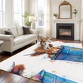 thumbnail image 4 of 8x10 Washable Area Rug, Farm Animal Non-Slip Extra Large Rectangle Rug for Living Room Bedroom, Brown Cow Watercolor Blue Bucket Country Indoor Floor Mat for Home Decor, 4 of 9