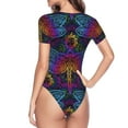 thumbnail image 4 of Easygdp Indian Mandalas Dragonfly Women's One-Piece Swimsuit Slim Fit Crew Neck Bodysuit Athletic Swimwear with Concealed Buckle - Large, 4 of 9