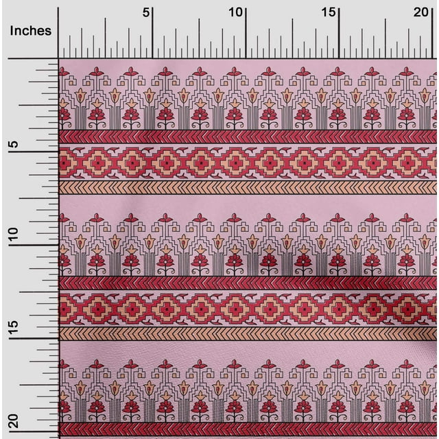 oneOone Cotton Cambric Fabric Geometric & Floral Block Printed Craft Fabric BTY 56 Inch Wide