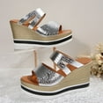 thumbnail image 4 of Hopeusnice Wedges Shoes for Women Trendy Non-Slip Breathable Soft Women's Wedges Shoes PU Materials Summer Shoes Open Toe Sandals Wedge Heel Round Toe Arch Support Shoes Silver 43, 4 of 9