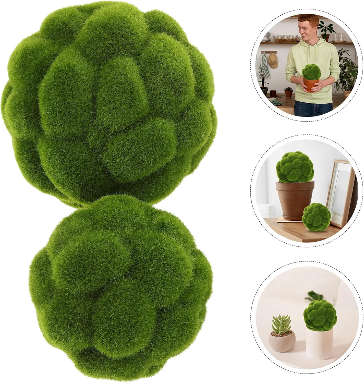 CATPAN 2pcs Green Moss Balls Decorative Balls Artificial Moss Balls for Table Decor Home Craft