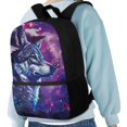 thumbnail image 4 of Uourmeti Butterfly Wolf Pattern Polyester Backpack for Students, 17 Inch Tear Resistant Smooth Zippers Polyester School Backpack for Travel Work, 4 of 6