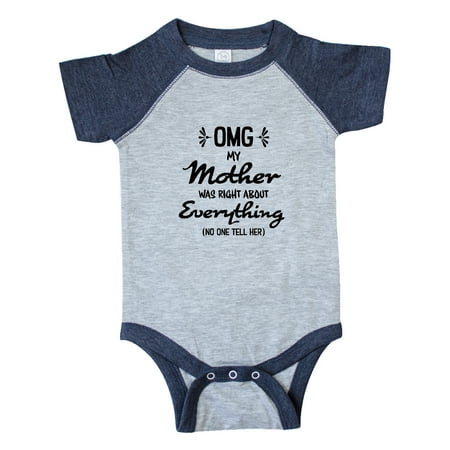 

Inktastic OMG My Mother was Right abuot Everything! Gift Baby Boy or Baby Girl Bodysuit