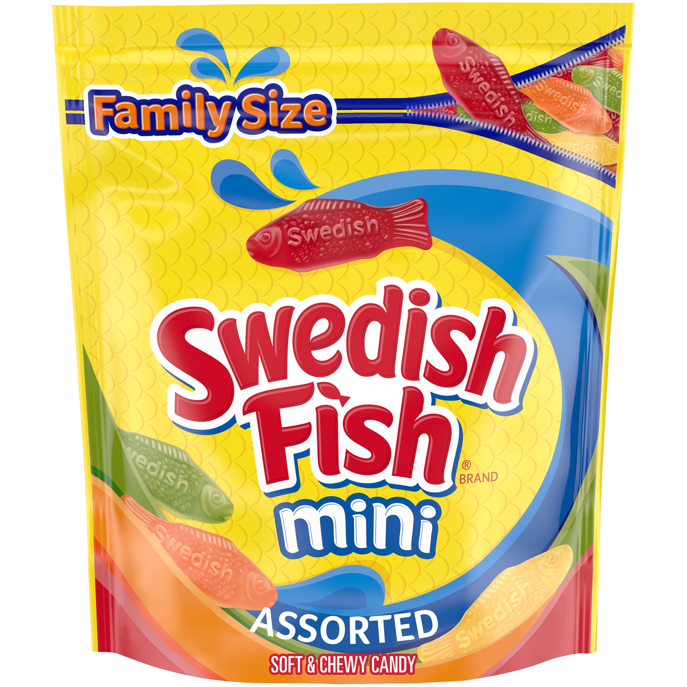 Swedish Fish Mini Candy, Assorted Flavors, 1 Family Size Bag (1.8 lb