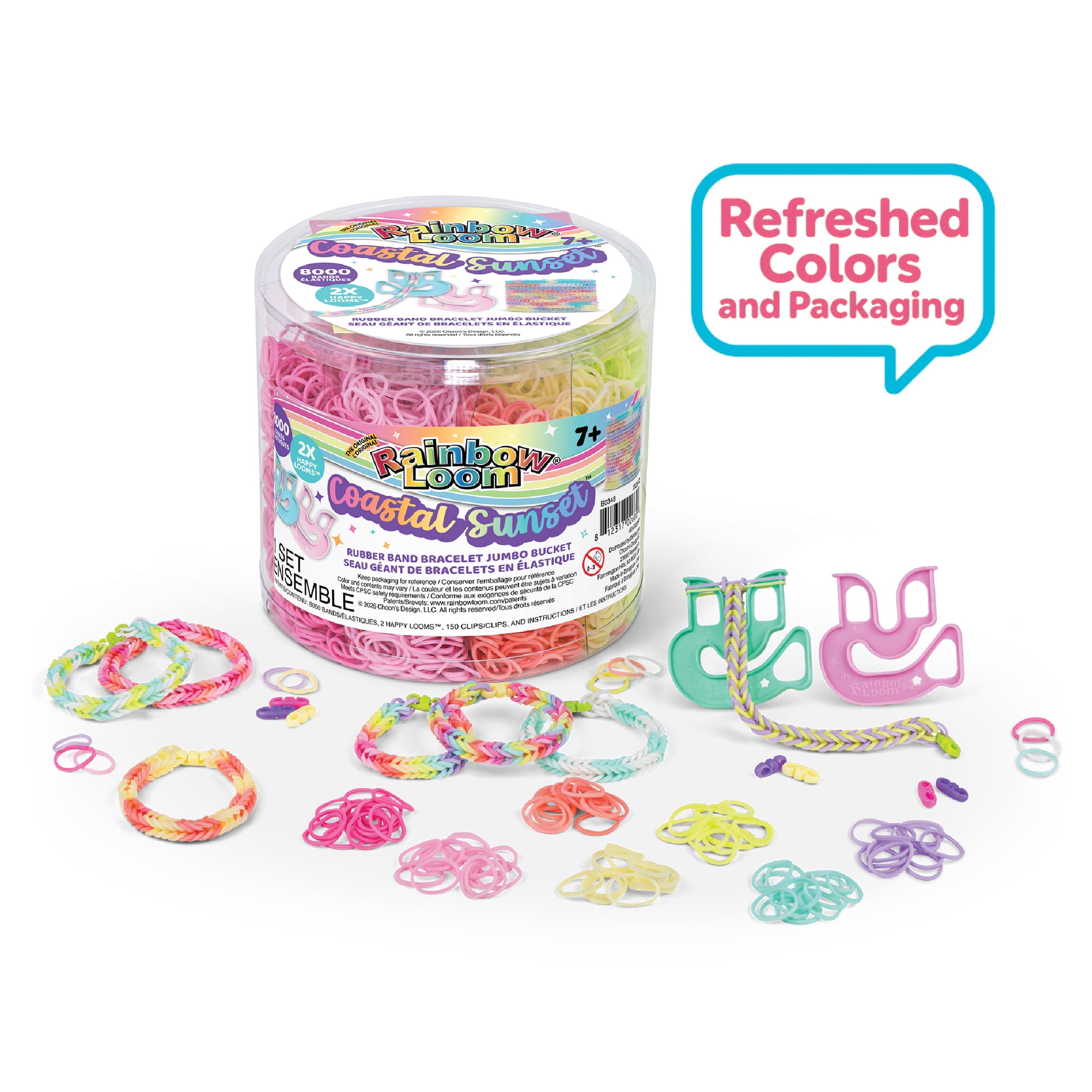 Rainbow Loom Pastel Paradise Jumbo Bucket Bracelet Making Kit, Rubber Band Craft Bucket