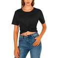 thumbnail image 5 of Womens Short Sleeve Cropped T-Shirts Summer Casual Crew Neck Twist Front Crop Tops Ladies Cute Casual Basic Tees, 5 of 8
