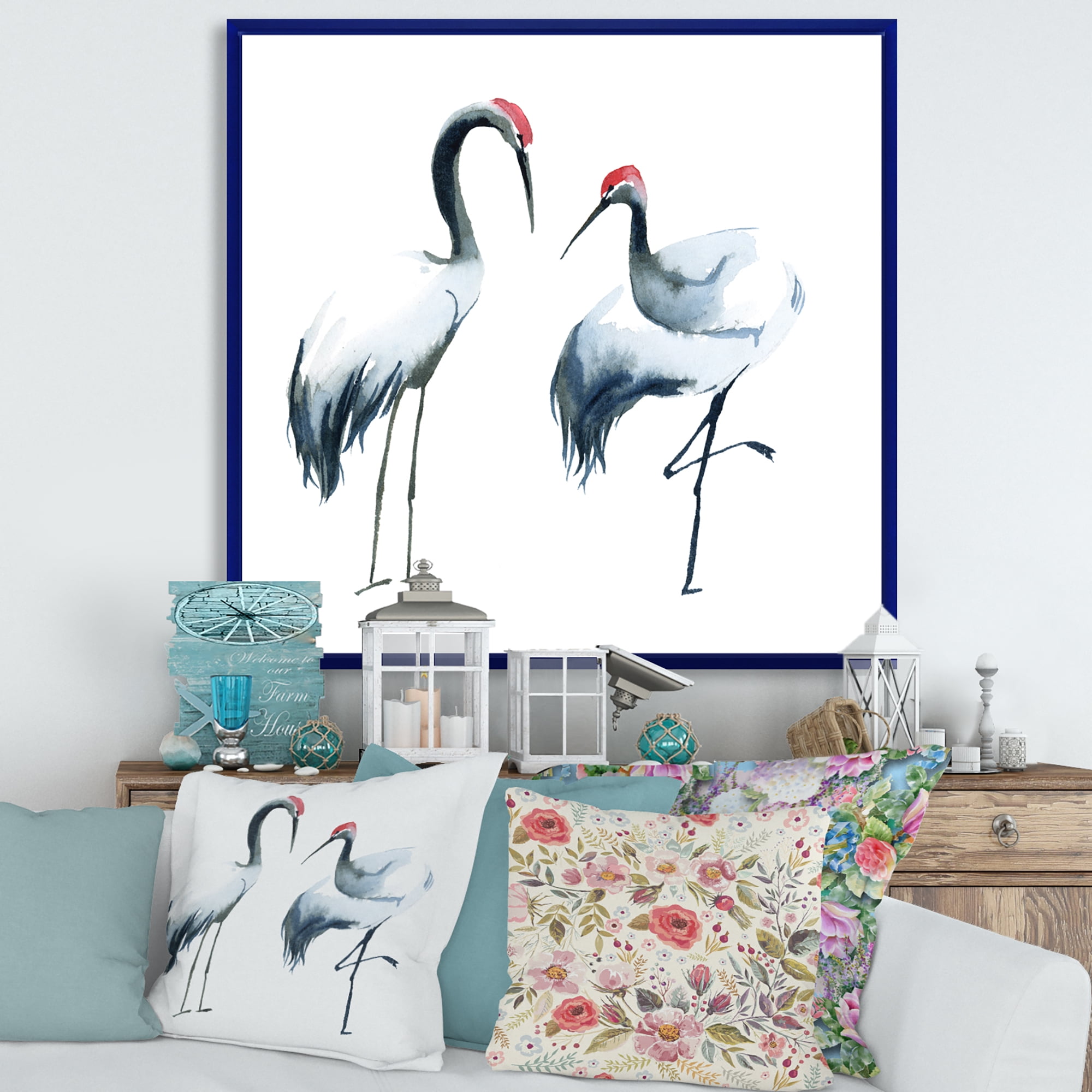Designart 'Two Monochrome Shadoofs' Farmhouse Framed Canvas Wall Art Print