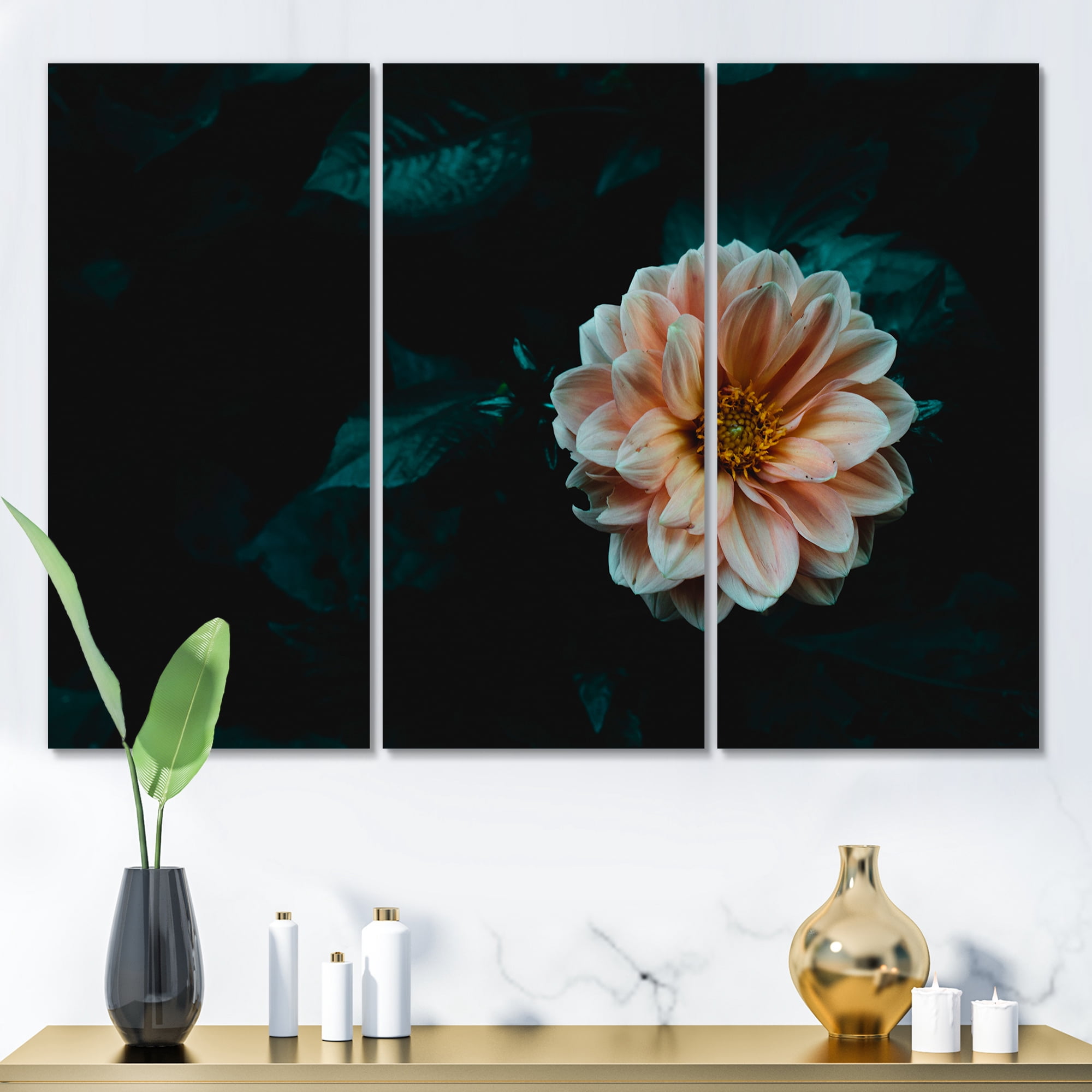 Designart ' Blooming Yellow Flower ' Traditional Canvas Wall Art Print