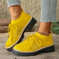 thumbnail image 3 of Women's Lace Up Knit Mary Jane Shoes Breathable Slip On Dress Shoes Chunky Heel Non Slip Walking Shoes Green Size 6.5, 3 of 7