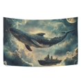 thumbnail image 6 of Yayeee Tapestry Wall Hanging for Bedroom 60" x 51" Living Room Home Wall Art Decor, Beige Floating Whale, 6 of 7