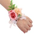 thumbnail image 5 of Uxcell Artificial Corsage Wristlet Flower Wrist Corsage Prom Wristlet for Wedding Party Accessory Coffee 2Pack, 5 of 6
