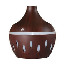 PureCasa Household Aroma Diffusers with Colorful Lights, 300ml Wood Grain Smart Mini USB Desktop Aromatherapy Oil Diffuser, Quiet Portable Humidifiers for Bedroom, 1PC, Brown, 4.3"x4"x4"