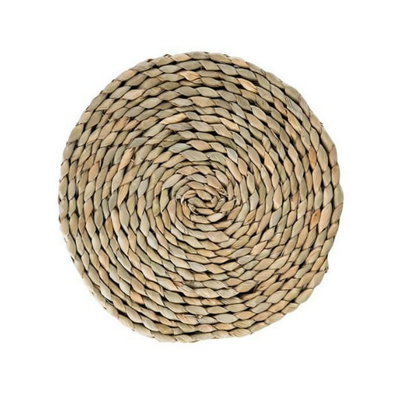 Pebbuoy Table Placemat Wear-resistant Handwoven Cattail Grass Placemat Heat Resistant Table Mat for Home Decoration